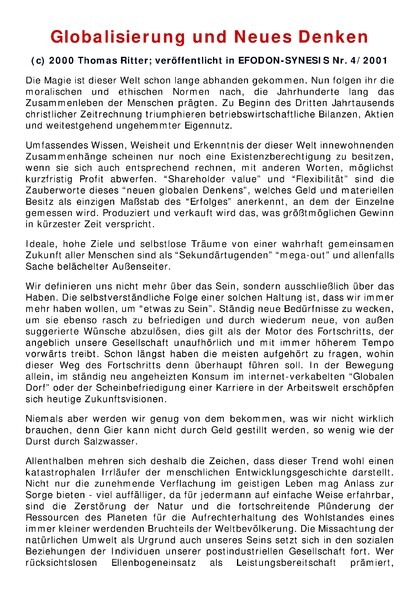 Globalisierung und neues Denken