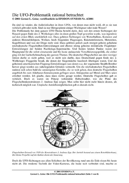 Die UFO-Problematik rational betrachtet