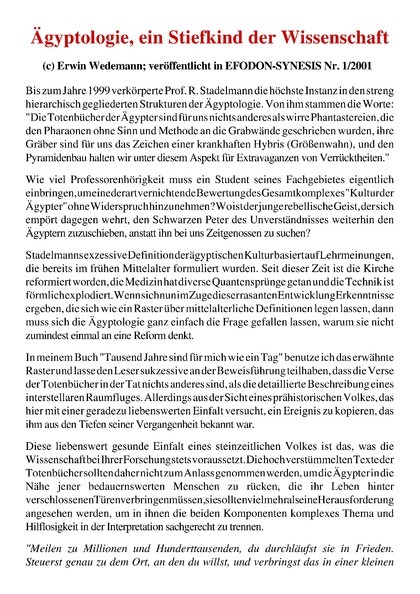 Ägyptologie, ein Stiefkind der Wissenschaft