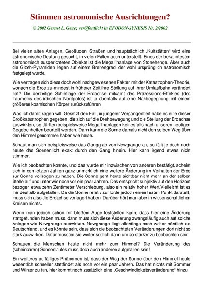 Stimmen astronomische Ausrichtungen?