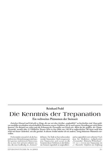 Die Kenntnis der Trepanation
