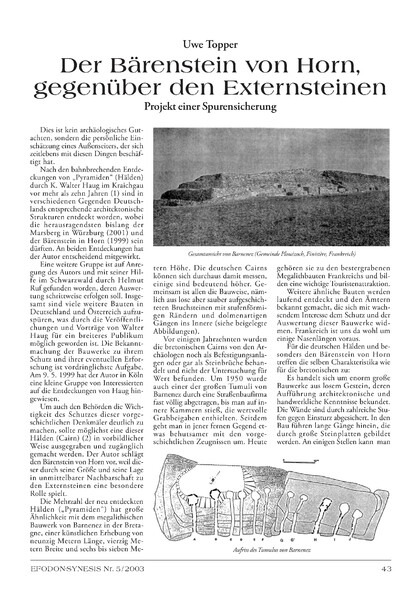 Der Bärenstein von Horn, gegenüber den Externsteinen