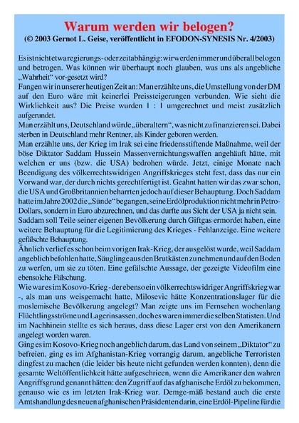 Warum werden wir belogen?