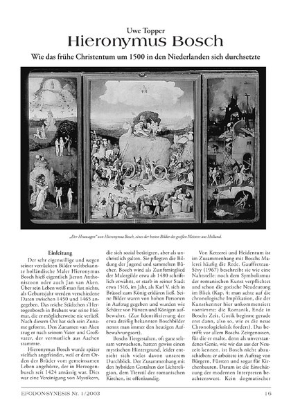 Hieronymus Bosch  Wie sich das frühe Christentum um 1500 in den Niederlanden durchsetzte
