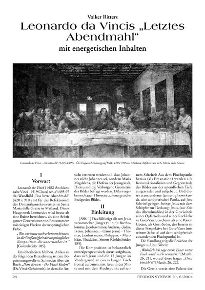 Leonardo da Vincis „Letztes Abendmahl“ mit energetischen Inhalten