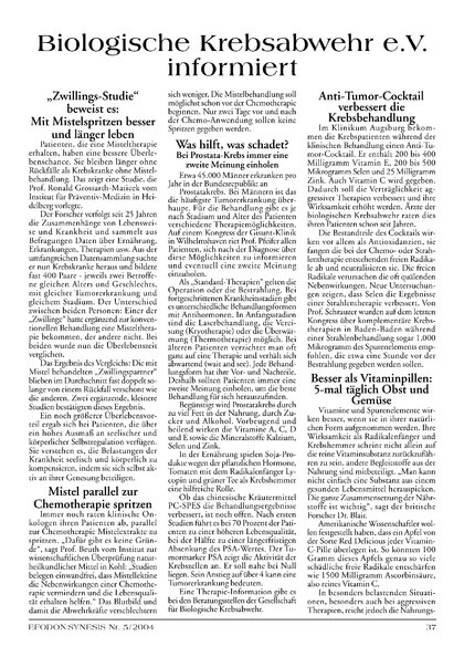Biologische Krebsabwehr e.V. informiert