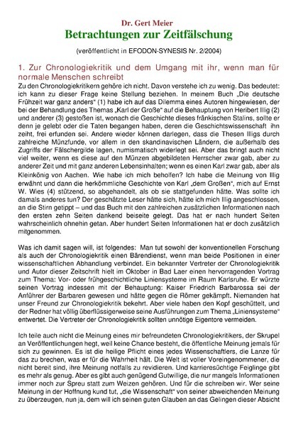 Betrachtungen zur Zeitfälschung