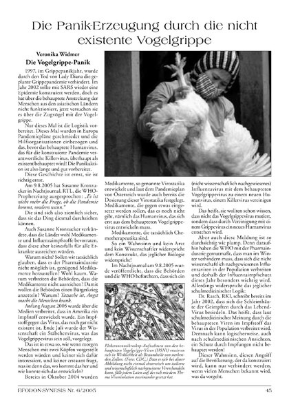 Die Panik-Erzeugung durch die nicht existente Vogelgrippe