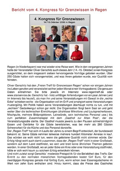 Bericht vom 4. Kongress für Grenzwissen in Regen