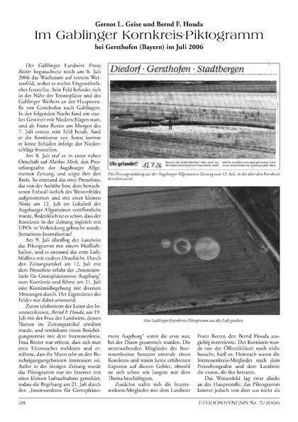 Im Gablinger Kornkreis-Piktogramm bei Gersthofen (Bayern) im Juli 2006