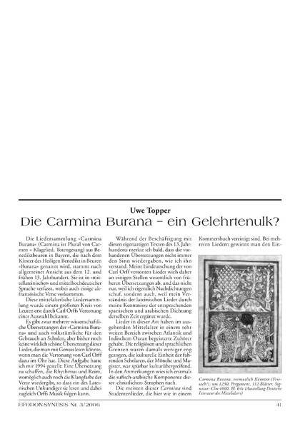 Die Carmina Burana – Ein Gelehrtenulk?