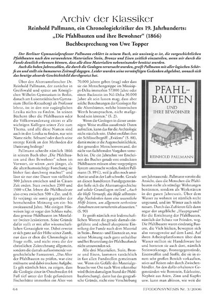 Archiv der Klassiker: Reinhold Pallmann, ein Chronologiekritiker des 19. Jahrhunderts: „Die Pfahlbauten und ihre Bewohner“ (1866)