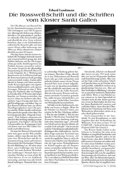 Die Rosswell-Schrift und die Schriften vom Kloster Sankt Gallen