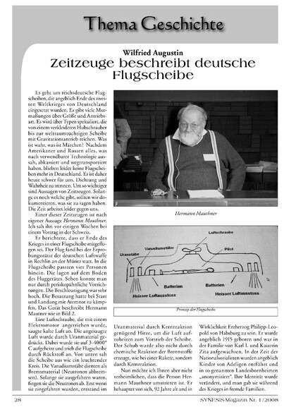 Zeitzeuge beschreibt deutsche Flugscheibe