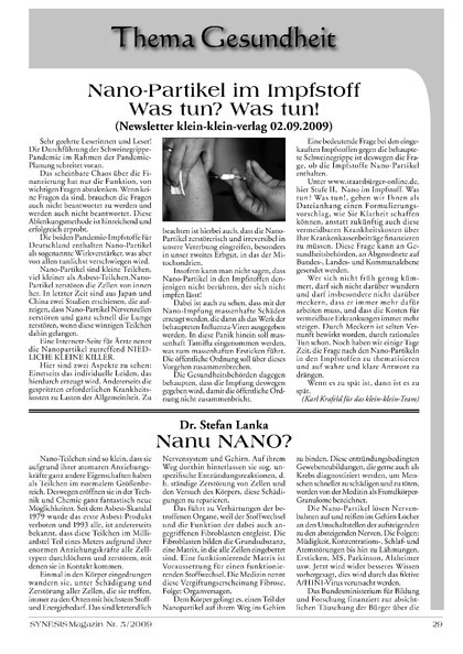 Nano-Partikel im Impfstoff – Was tun? Was tun!