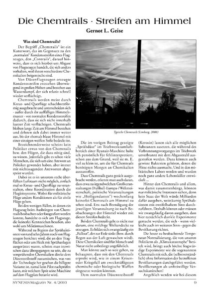 Chemtrails – Streifen am Himmel