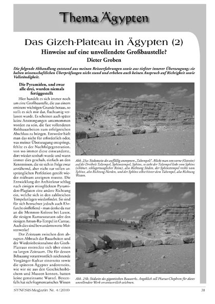 Das Gizeh-Plateau – Hinweise auf eine unvollendete Großbaustelle? (Teil 2)