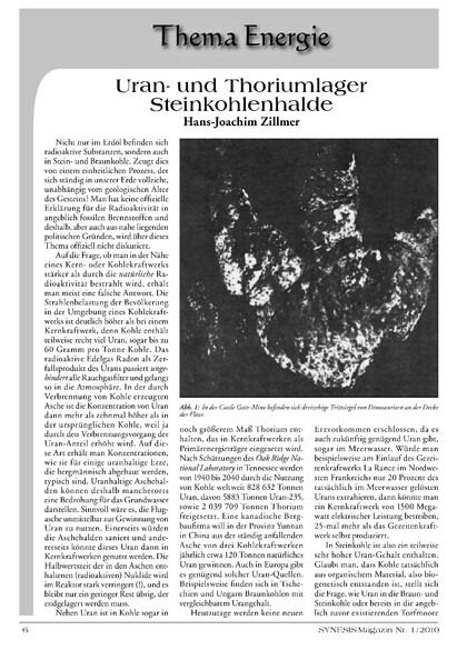 Uran- und Thoriumlager Steinkohlenhalde