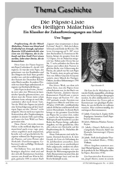Die Päpste-Liste des Heiligen Malachias – Ein Klassiker der Zukunftsweissagungen aus Irland
