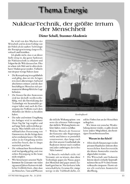 Nuklear-Technik, der größte Irrtum der Menschheit