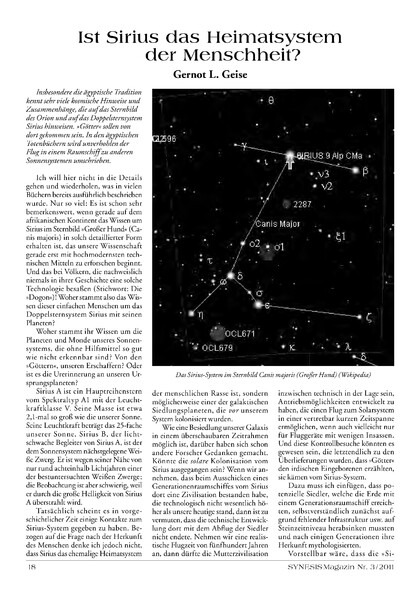 Ist Sirius das Heimatsystem der Menschheit?