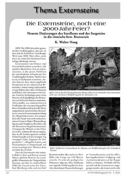 Die Externsteine, noch eine 2000-Jahr-Feier? Neueste Datierungen des Sazellums und des Sargsteins in die römische bzw. Bronzezeit