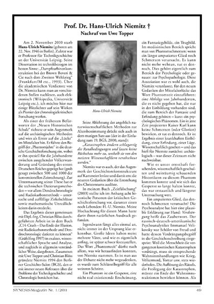 Hans-Ulrich Niemitz † Nachruf von Uwe Topper