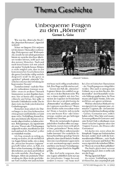 Unbequeme Fragen zu den „Römern“