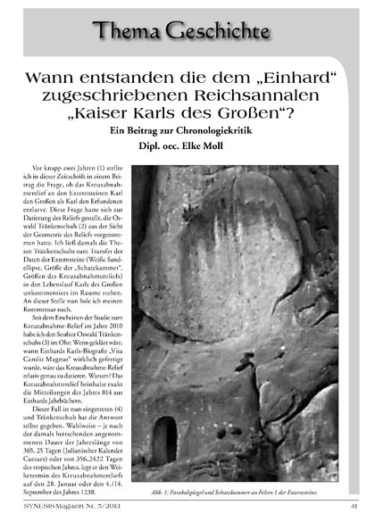 Wann entstanden die dem „Einhard“ zugeschriebenen Reichsannalen „Kaiser Karls des Großen“? Ein Beitrag zur Chronologiekritik