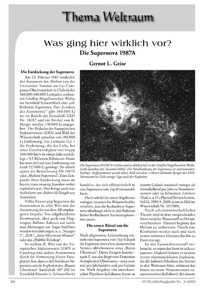 Was ging hier wirklich vor? Die Supernova 1987A