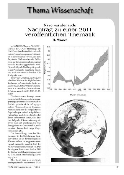 Nachtrag zu einer 2010 veröffentlichten Thematik (H. Wrosch)