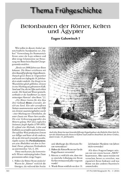 Betonbauten der Römer, Kelten und Ägypter (Eugen Gabowitsch †)