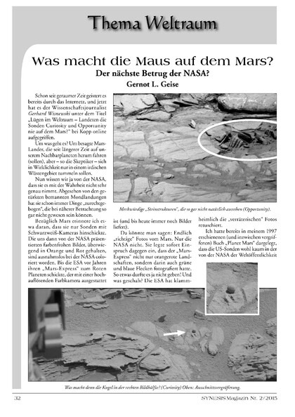 Was macht die Maus auf dem Mars? – Der nächste Betrug der NASA? (Gernot L. Geise)