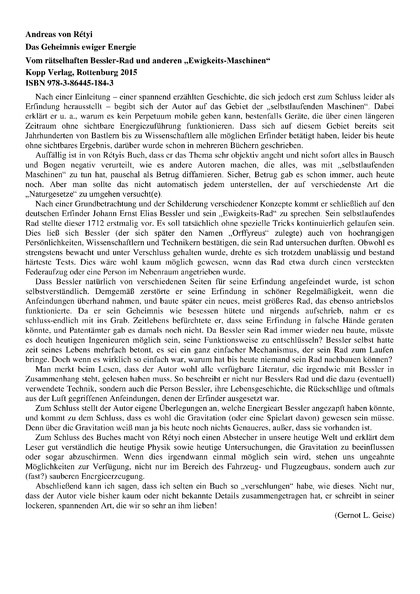 Andreas von Rétyi: „Das Geheimnis ewiger Energie“