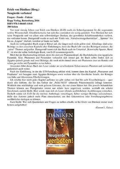 Erich von Däniken: „Neugierde verboten!“