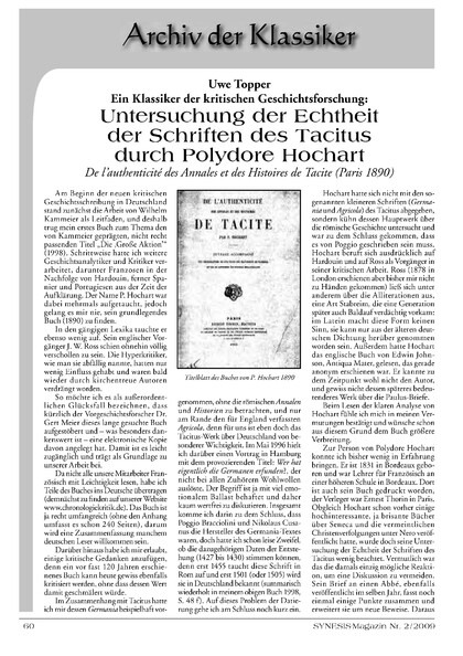 Untersuchung der Echtheit der Schriften des Tacitus durch Polydore Hochart