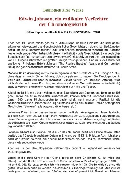 Edwin Johnson, ein radikaler Verfechter der Chronologiekritik