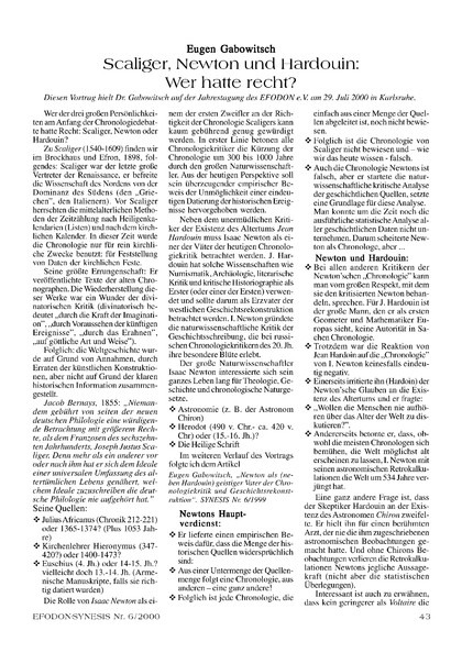 Scaliger, Newtonb und Hardouin – Wer hatte recht?