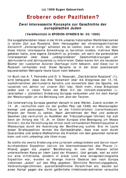 Eroberer oder Pazifisten? Zwei interessante Konzepte zur Geschichte der europäischen Juden