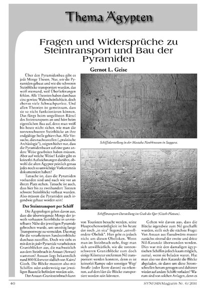 Fragen und Widersprüche zu Steintransport und Bau der Pyramiden
