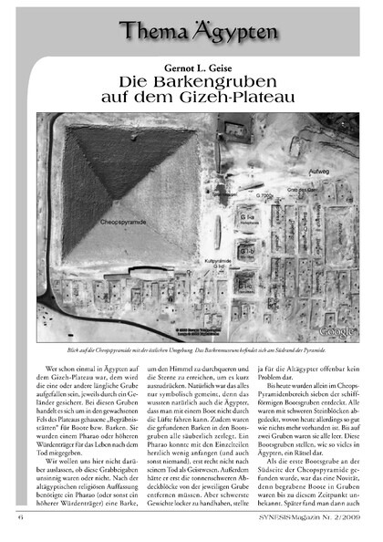 Die Barkengruben auf dem Gizeh-Plateau