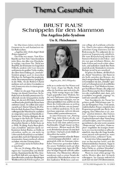 BRUST RAUS! Schnippeln für den Mammon – Das Angelina-Jolie-Syndrom