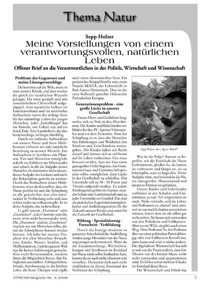 Meine Vorstellungen von einem verantwortungsvollen, natürlichen Leben – Offener Brief an die Verantwortlichen in Politik, Wirtschaft und Wissenschaft