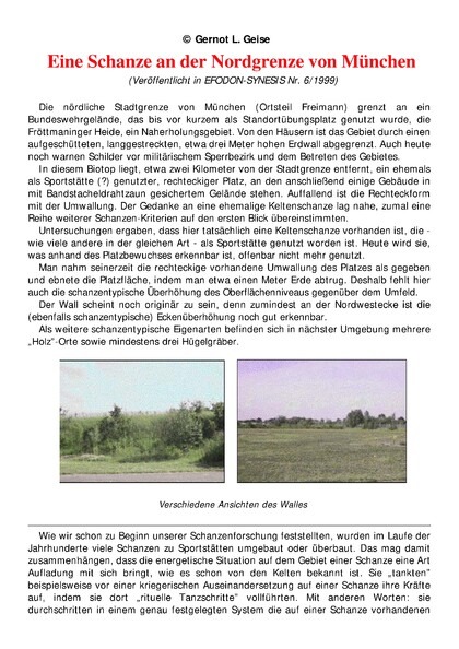 Eine Schanze an der Nordgrenze von München