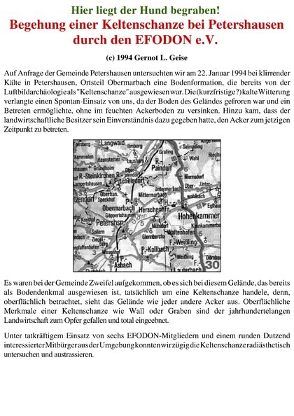 Begehung einer Keltenschanze bei Petershausen durch den EFODON e.V.