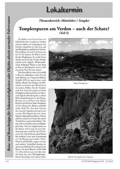 Templerspuren am Verdon – auch der Schatz? (Teil 2)