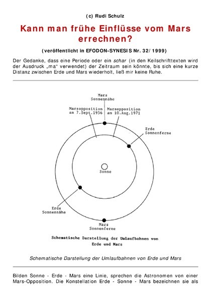 Kann man frühe Einflüsse vom Mars errechnen?