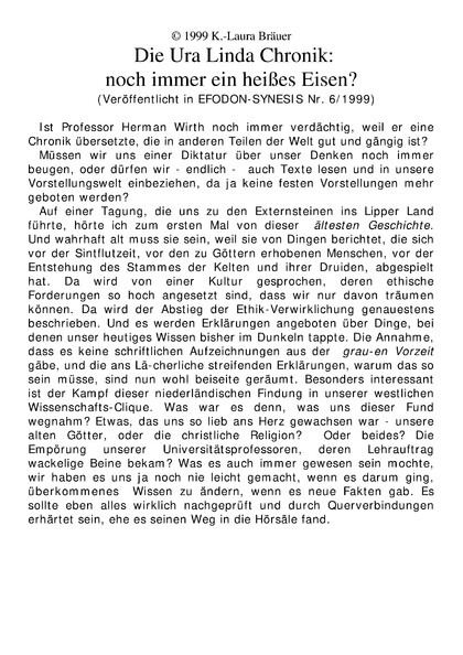 Die Ura Linda Chronik: noch immer ein heißes Eisen?
