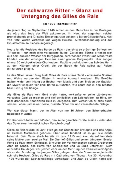 Der schwarze Ritter – Glanz und Untergang des Gilles de Rais