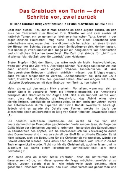 Das Grabtuch von Turin – drei Schritte vor, zwei zurück